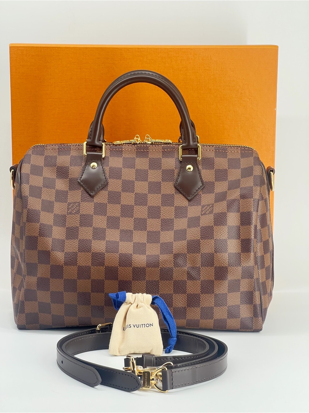 Louis Vuitton Speedy Bandouliere 30 Damier Ebene Canvas Bag